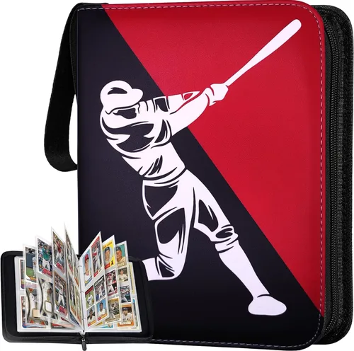 Vista 9 de Carpeta de Tarjetas de Fútbol Americano 900 Bolsillos, 50 Fundas Carpeta Grande de Fútbol Americano 3 Anillos con Cremallera Porta Tarjetas
