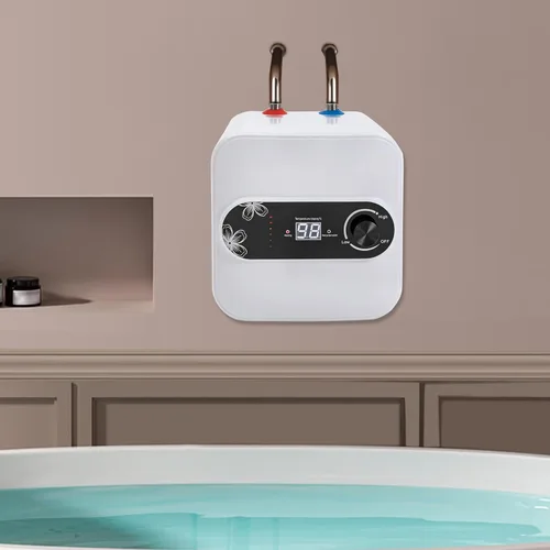 Vista 8 de DHBREK Calentador de agua eléctrico con mini-tanque, 110 V, 2.1 galones, 1.5 KW, blanco, punto de uso instantáneo, calentador de agua caliente