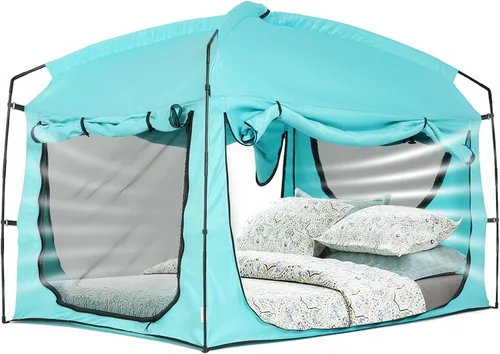 Vista 16 de Bed Tent,Portable Privacy Sleeping Bed Canopy,Blackout 90% Drapes for Kids and Adult,Indoor Space Tent with Breathable Large Mesh Windows
