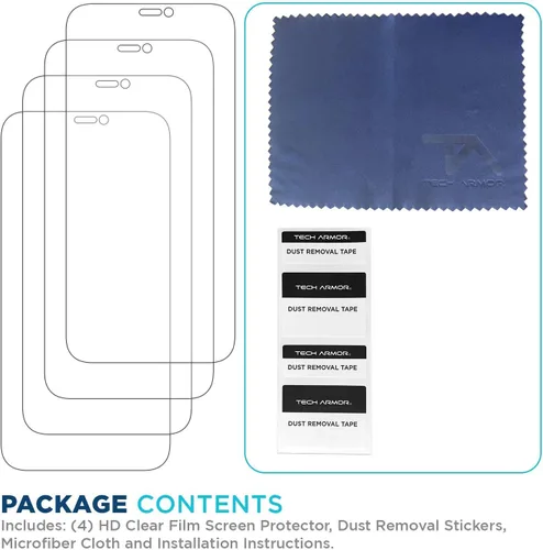 Vista 2 de Tech Armor Protector de pantalla de película transparente HD diseñado para Apple iPhone 12 Pro Max de 6.7 pulgadas, paquete de 4 unidades 2020