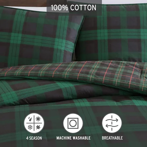 Vista 6 de Eddie Bauer - Juego de funda de edredón tamaño Queen, ropa de cama reversible de algodón con fundas a juego, juego de ropa de cama a cuadros