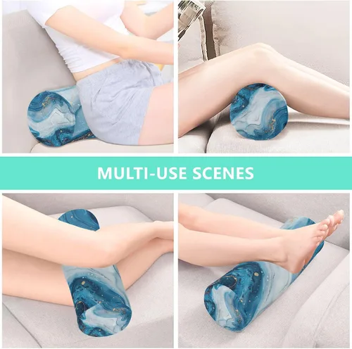 Vista 7 de Abstract Blue White Marble Cervical Neck Roll Pillow - Bolster Memory Foam Pillow for Neck Pain Relief, 5.5 x 17 Inch Cylinder Pillow, Perfect