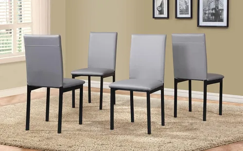 Vista 8 de Roundhill Furniture Noyes - Silla de comedor de piel sintética con marco de metal, juego de 4, color negro