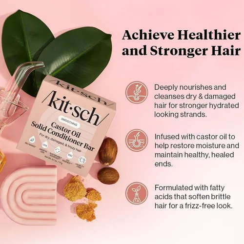 Vista 2 de Barra de Jabón Líquido Kitsch con Aceite de Ricino Acondicionador - Cuidado Hidratante y Humectante del Cabello - Acondicionador Orgánico de Aceite