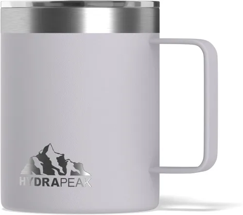 Vista 7 de Hydrapeak - Taza de viaje con doble aislamiento al vacío, de acero inoxidable, con asa integrada y tapa a presión (354.88 ml), Taza de café, Negro