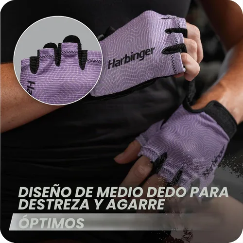 Vista 3 de Harbinger Power Gloves 3.0 - Guantes de levantamiento de pesas duraderos de medio dedo con cierre de muñeca ajustable, palma de cuero transpirable