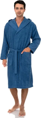 Vista 7 de TowelSelections Bata de baño suave con capucha para hombre, de algodón y toalla, para ducha, tallas XS a 4X Azul