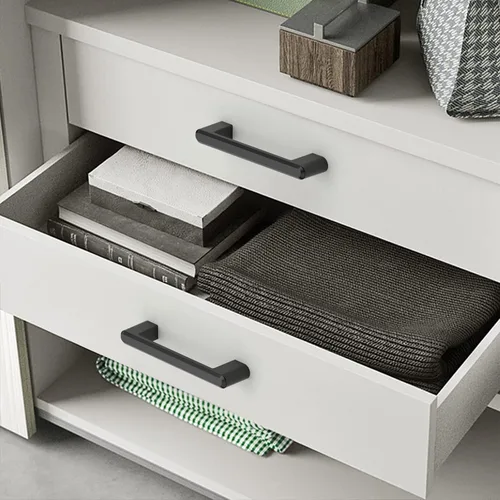 Vista 4 de Chibery Paquete de 10 tiradores de gabinete, 3.75 pulgadas (3.780 in), manijas de gabinete negro mate, accesorios de aleación de zinc para armarios