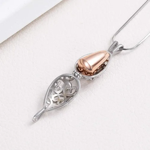 Vista 6 de Imrsanl - Joyería para llevar Cenizas - Collar con dije de flor de loto con mini urna de recuerdo para cenizas