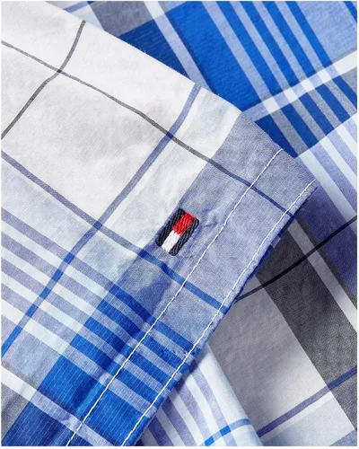 Vista 4 de Tommy Hilfiger Camisa de mezcla de lino de manga corta para hombre, ajuste regular