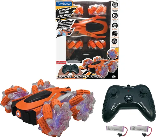 Vista 19 de LEXiBOOK - Crosslander Luminous Terrain Car, control remoto de muñeca, recargable, kit de acción electrónica, blanco/naranja