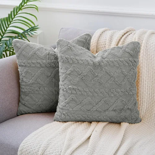 Vista 8 de uxcell Juego de 2 fundas de almohada de felpa de lana sintética, fundas de almohada con patrones geométricos, fundas de almohada decorativas