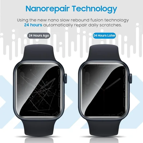 Vista 5 de UniqueMe Paquete de 6 protectores de pantalla de privacidad de TPU compatibles con Apple Watch de 1.575 pulgadas, película flexible mejorada