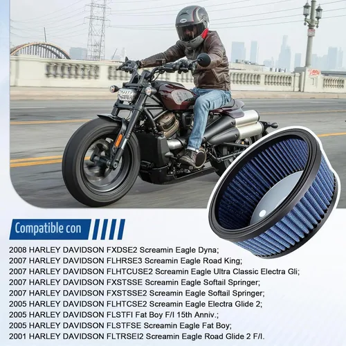 Vista 2 de HD-0800 29442-99e Filtro de aire para Harley Davidson Road King Electra Glide Screamin Eagle Road Glide Dyna Softail Springer Ultra Classic FatBoy