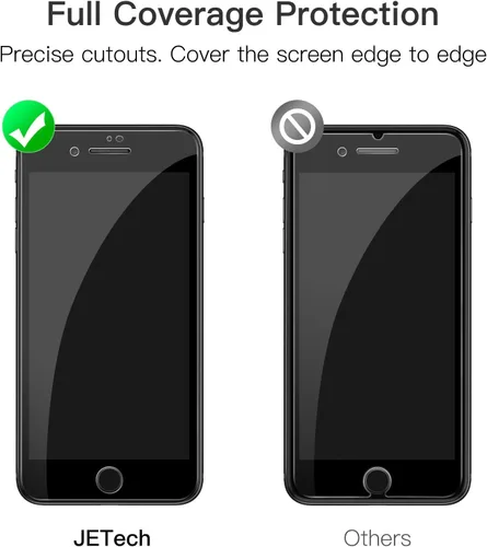 Vista 2 de JETech Protector de pantalla de cobertura completa para iPhone 8 Plus/7 Plus de 5.5 pulgadas, película de vidrio templado con borde negro