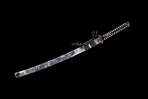 Vista 4 de Espada katana samurái japonesa, acero de alto carbono 1060 tradicional hecha a mano, llama azul espiga completa