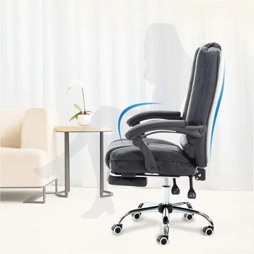 Vista 5 de Silla de oficina ejecutiva moderna blanca con respaldo alto, ergonómica y giratoria, cómoda silla de juegos para computadora para sala de estudio