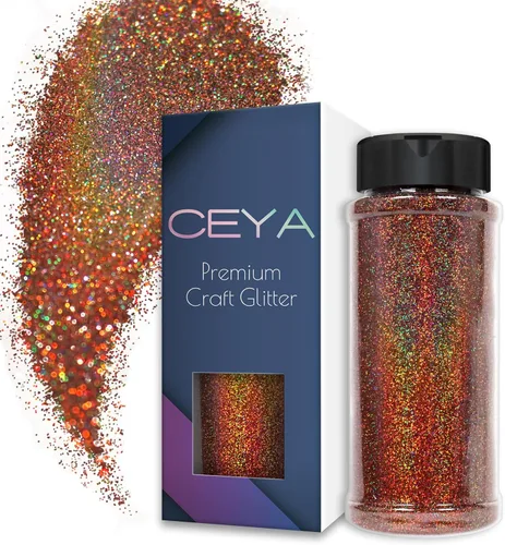 Vista 21 de Ceya - Polvo de purpurina holográfica ultra fina, 1.1 LB/17.63 OZ, color negro láser, 1/128' 0.008' 0.2mm, en masa para manualidades, resina, vasos