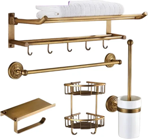 Vista 16 de High-End Retro Copper Bathroom Hardware Set – American and European Style Towel Rack Combination [Various Designs Available],Bath Towel Rack