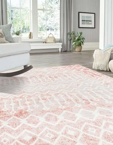 Vista 4 de Unique Loom Bohemian Trellis Collection - Alfombra rectangular de 2 x 3 pies 1 pulgada, color rosa polvoriento/marfil