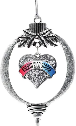 Vista 77 de Inspired Silver - Red Merry - Adorno de Navidad plateado - Adorno de árbol de Navidad con dije de corazón con circonita cúbica - Decoración colgante