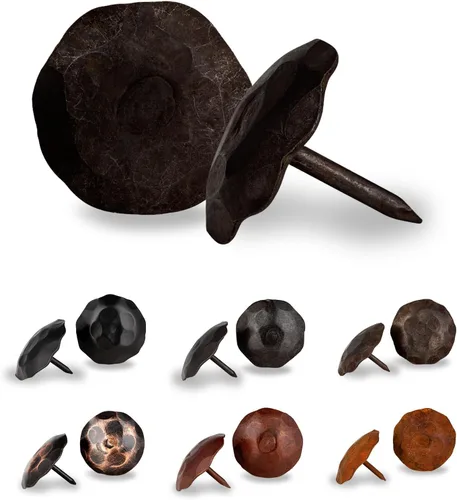 Vista 30 de 10 Pack 0.75" Round Head Iron Clavos Decorative Nails – Black – Handmade Rustic Round Fasteners for Farmhouse Shutters, Faux Wood Beams, Barn Doors