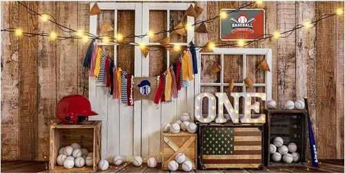 Vista 8 de Kate Fondos de fotografía para fiestas temáticas de béisbol, 7x5 pies, decoración de iluminación, fiesta de cumpleaños, estudio fotográfico, fondo