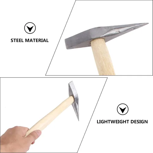Vista 4 de DOITOOL Martillo astillador mango de madera martillo de soldadura herramienta de eliminación de escoria con agarre de reducción para carpintería