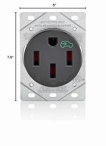 Vista 5 de Leviton Receptáculo/salida de carga EV de 50 amperios, resistente, 1450R, negro
