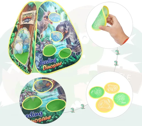Vista 3 de Tienda de campaña de dinosaurio para niños en interior: tiendas de campaña para niños y niñas para interiores y exteriores - Tienda de dinosaurios 4