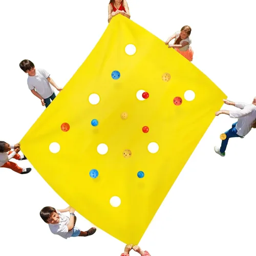 Vista 9 de Sonyabecca Yellow Hole Tarp Team Building Games for Work with 8 Pcs Team Building Ball for Teamwork Group Learning Fun