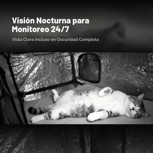 Vista 5 de Mini cámara WiFi 2.4G para casa de gato con calefacción (uso enchufable), 1080P HD, visión nocturna, detección de movimiento, ultra gran angular