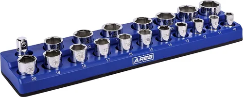 Vista 16 de ARES 70236 - Organizador magnético para 16 vasos SAE de 1/2 pulgada, para 15 vasos y 1 adaptador para vaso, mantiene tu caja de herramientas
