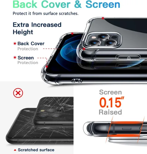 Vista 6 de CANSHN Funda transparente compatible con iPhone 11 Pro Max [protección militar contra caídas] [no amarillenta] Funda protectora a prueba de golpes