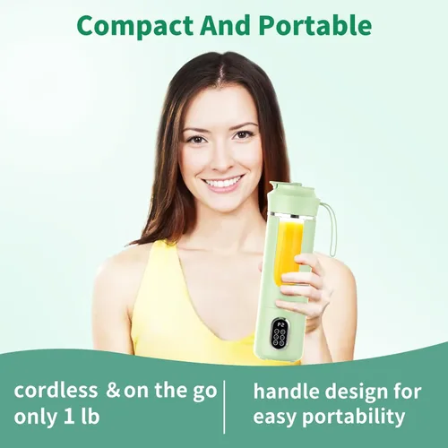 Vista 7 de Licuadora inalámbrica portátil, pequeño exprimidor recargable, mini licuadora personal para batidos y batidos, con función de limpieza automática