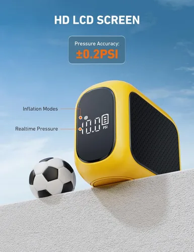 Vista 4 de AstroAI Portable Electric Ball Pump - Ultra Fast Inflation, with Digital LCD Display, Preset Pressure with Ball Needle for Basketball, Soccer, and