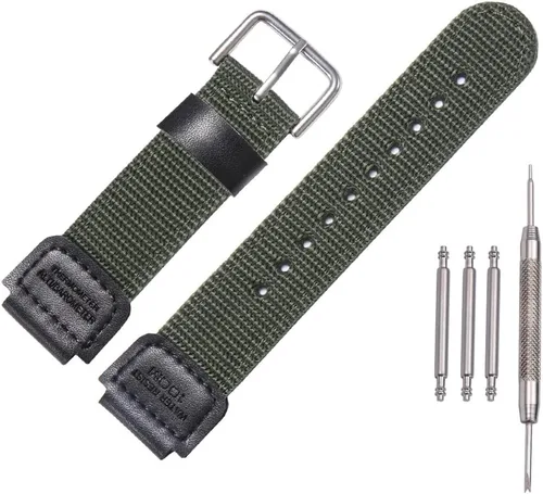 Vista 6 de Correa de nailon de 0.709 in de repuesto para correa de reloj de cuero Casio AE1200WH AE-1000 SGW-300H/400 W-735 PRG270 para hombre Negro