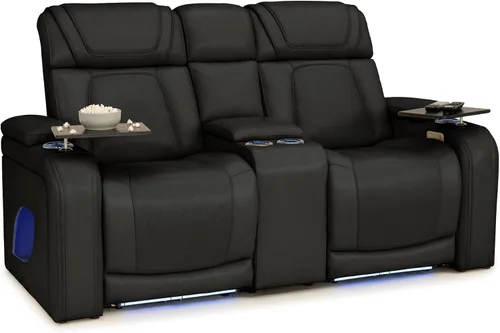 Vista 15 de Seatcraft Endeavour - Sofá de cine en casa, color negro, con mesa plegable