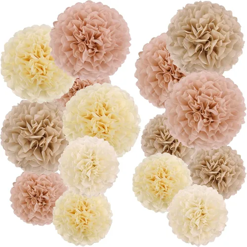 Vista 16 de Pompones de Papel de Flores Rosa Intenso Decoraciones Colgantes Bola de Flores Rosas para el Día de la Madre Baby Shower Boda Guardería Fiesta