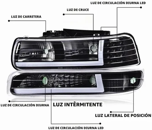 Vista 5 de PIT66 Conjunto de faros LED compatible con Chevy Silverado 1999-2002 / 2000-2006 Tahoe Suburban faros delanteros lente transparente, carcasa negra