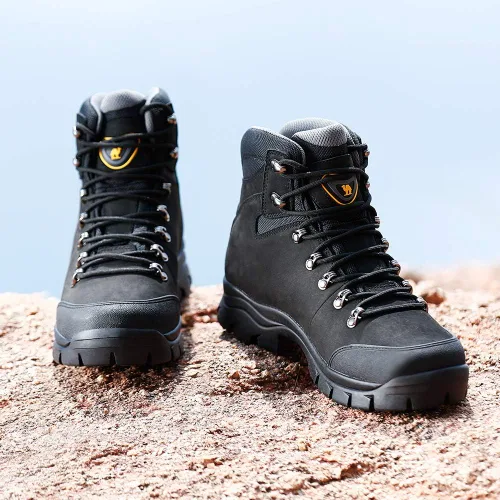 Vista 7 de CAMEL CROWN Botas de senderismo para hombre, de cuero auténtico