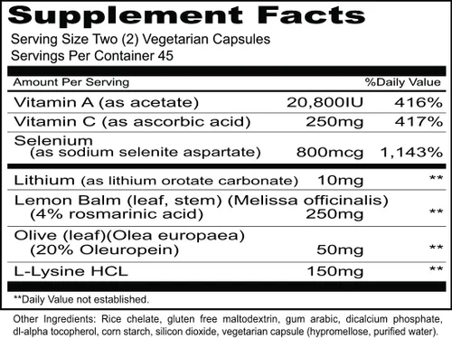 Vista 2 de Priority One Vitaminas H2PLX 90 cápsulas vegetarianas – Fórmula especializada de apoyo inmunológico con litio, extracto de melisa y otros nutrientes