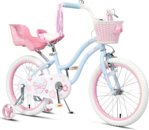 Vista 10 de Glerc Petal Girls Bike 12-18 Inch for Ages 2-9, Kids Bike with Training Wheels, Basket & Streamers, Princess Style Kids Bicycle, for Girls