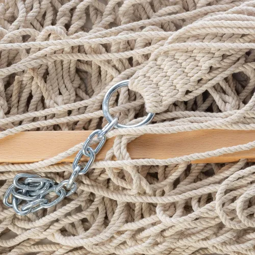 Vista 8 de Castaway Living - Hamaca doble tradicional tejida a mano con cuerdas de algodón, de 13 pies con cadenas de extensión, y ganchos para árboles gratis