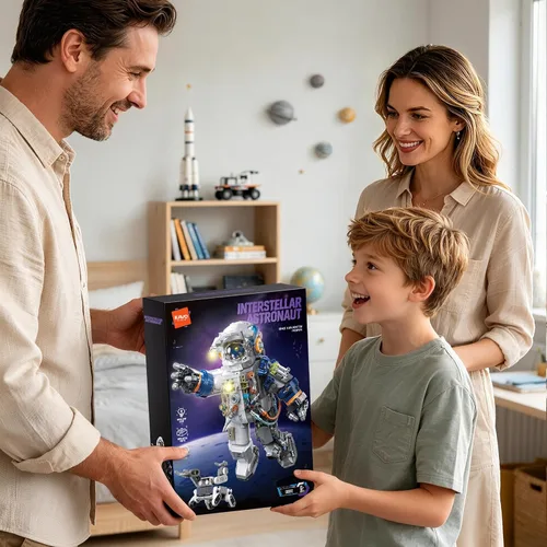 Vista 8 de Juego de construcción de astronauta espacial con luces LED y robot espacial