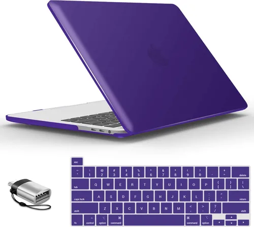 Vista 23 de IBENZER - Carcasa rígida de tacto suave para MacBook Pro de 13 pulgadas con Touch Bar y Touch ID, con funda de teclado y adaptador Type C