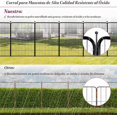 Vista 5 de Corralito para perros, 40 pulgadas, 8 paneles, valla para perros al aire libre, resistente, corral para perros grandes, medianos y pequeños, corral
