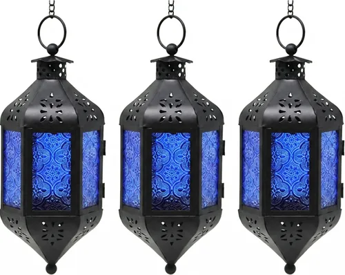 Vista 34 de Vela Lanterns Farol portavelas decorativo marroquí colgante de 11.5 pulgadas, portavelas para interiores y exteriores, para patio, porche, ramadán