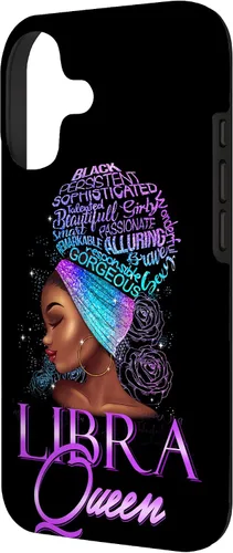 Vista 2 de Purple Libra Queen African American Woman Septiembre Octubre Funda para iPhone 17