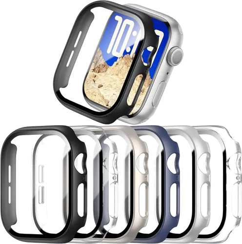 Vista 20 de COMMUTER - Juego de 4 fundas compatibles con Apple Watch de 40 mm Series SE 3ra Gen 2025 SE 2/1 6 5 4 con protector de pantalla de vidrio templado